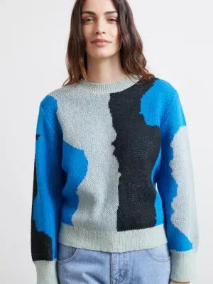 24 Colours Strickpullover gestreift mint blau