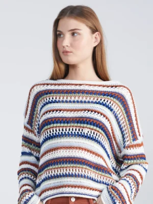 24 Colours Strickpullover gestreift blau