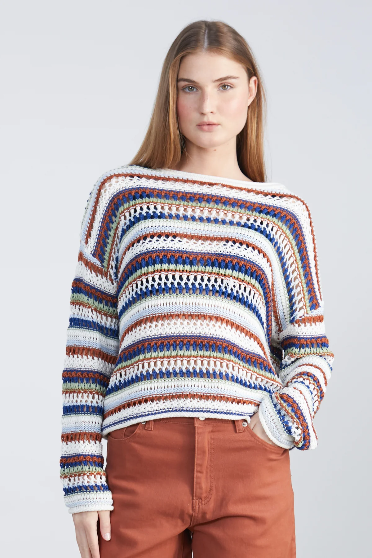 24 Colours Strickpullover gestreift blau