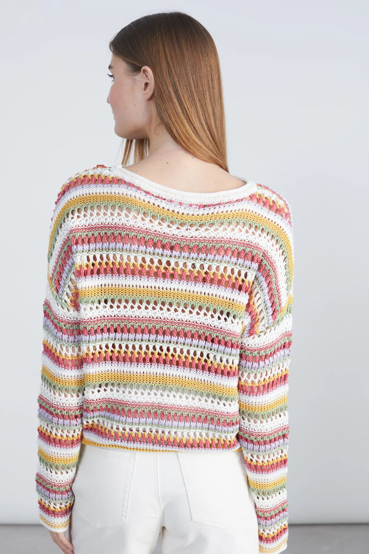 24 Colours Strickpullover gestreift pink