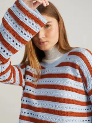 24 Colours Strickpullover gestreift Rust