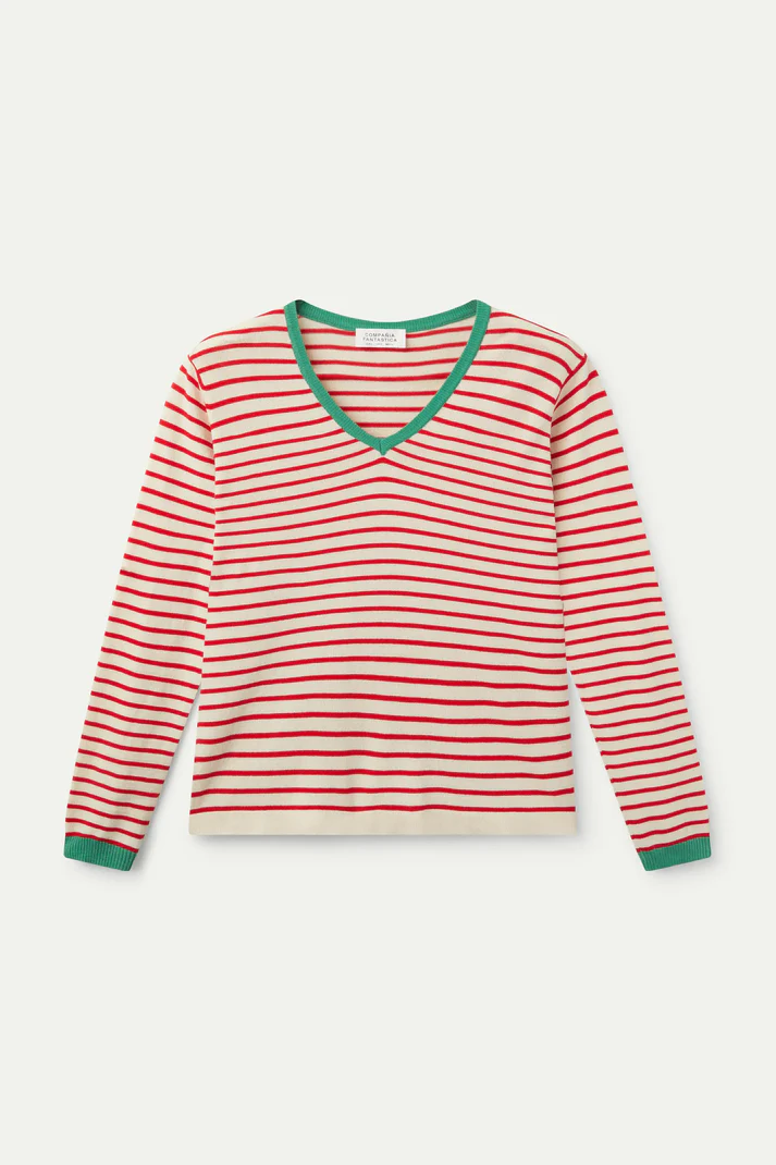 Compania Fantastica Strickpullover gestreift rot