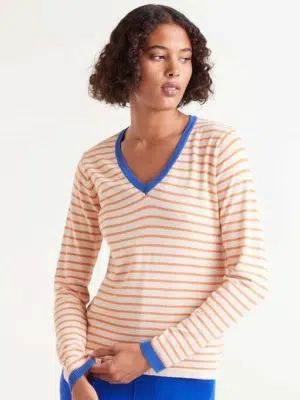 Compania Fantastica Strickpullover gestreift orange